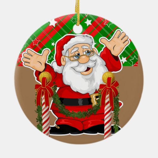 kerstcirkel Ornament, kerstman Keramisch Ornament (Achterkant)