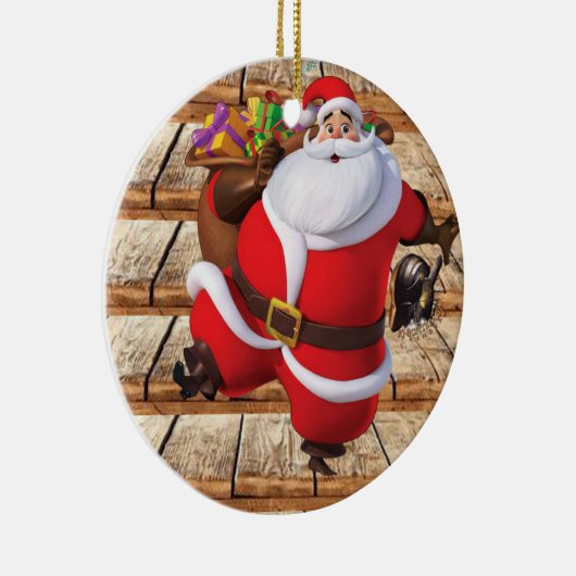 kerstcirkel Ornament, kerstman Keramisch Ornament (Rechts)