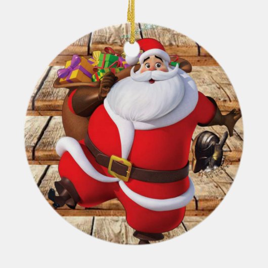 kerstcirkel Ornament, kerstman Keramisch Ornament (Achterkant)