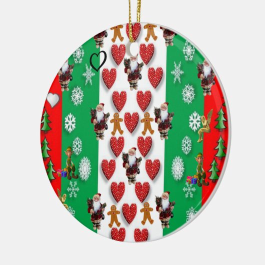 kerstcirkel Ornament, kerstman Keramisch Ornament (Links)