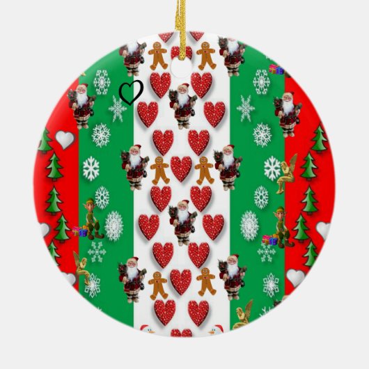 kerstcirkel Ornament, kerstman Keramisch Ornament (Achterkant)