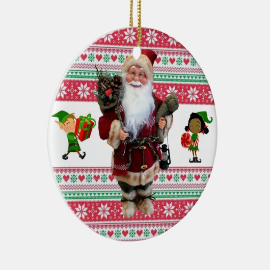 kerstcirkel Ornament, kerstman Keramisch Ornament (Rechts)