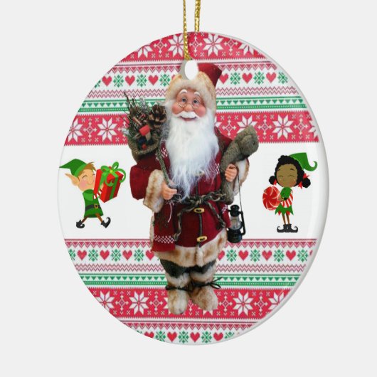 kerstcirkel Ornament, kerstman Keramisch Ornament (Links)