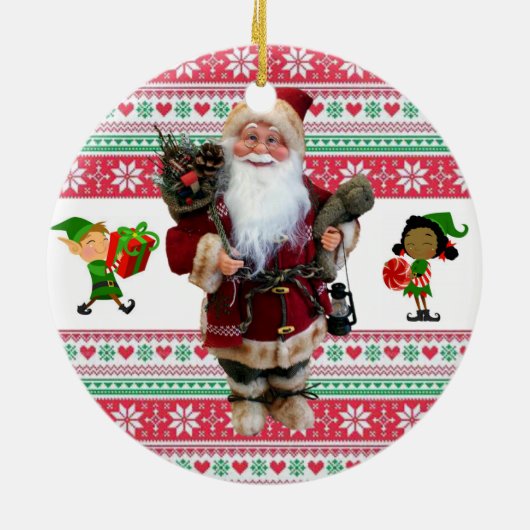 kerstcirkel Ornament, kerstman Keramisch Ornament (Achterkant)