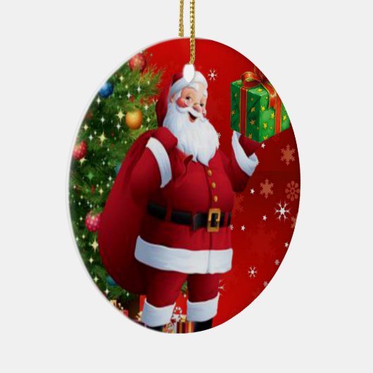 kerstcirkel Ornament, kerstman Keramisch Ornament (Rechts)