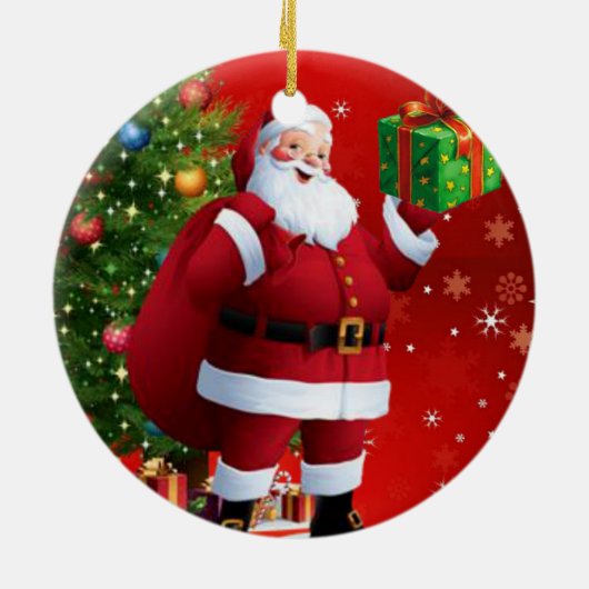 kerstcirkel Ornament, kerstman Keramisch Ornament (Achterkant)