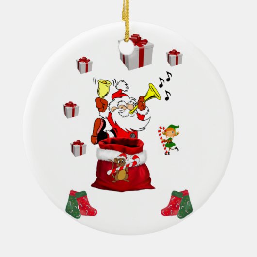 kerstcirkel Ornament, kerstman Keramisch Ornament (Achterkant)