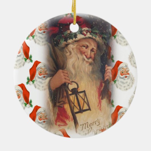 kerstcirkel Ornament, kerstman Keramisch Ornament (Achterkant)