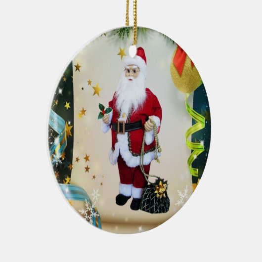 kerstcirkel Ornament, kerstman Keramisch Ornament (Rechts)