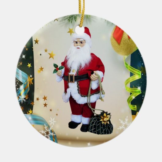 kerstcirkel Ornament, kerstman Keramisch Ornament (Voorkant)