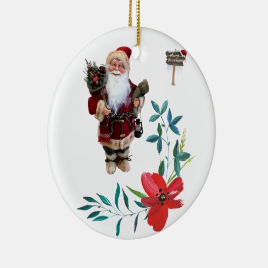 kerstcirkel Ornament, kerstman Keramisch Ornament (Rechts)