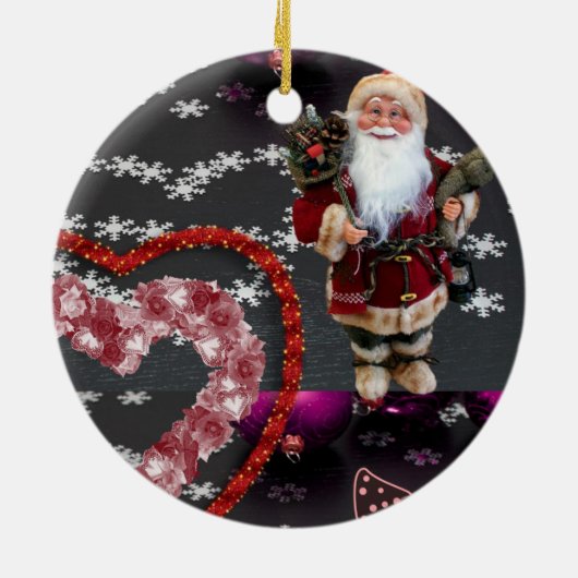 kerstcirkel Ornament, kerstman Keramisch Ornament (Achterkant)