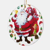 kerstcirkel Ornament, kerstman Keramisch Ornament (Links)