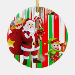 kerstcirkel Ornament, Santa Elf Keramisch Ornament