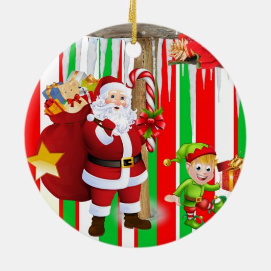 kerstcirkel Ornament, Santa Elf Keramisch Ornament (Achterkant)