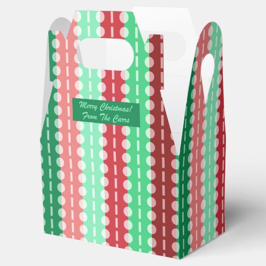 Kerstcirkels met strepen rood en groen draagbaar bedankdoosjes (Geopend)