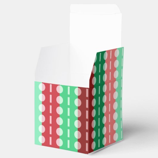 Kerstcirkels op Stripes Red en Green Classic Bedankdoosjes (Geopend)