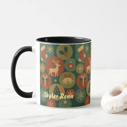 Kerstcirkels Patroon Mok (Met donut)