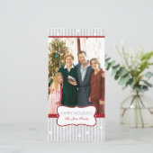 Kerstcirkels - Rood Zilver Feestdagenkaart (Staand voorkant)