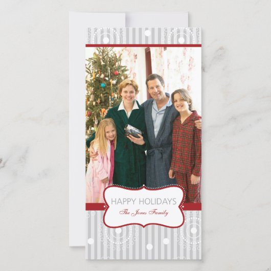 Kerstcirkels - Rood Zilver Feestdagenkaart (Voorkant)