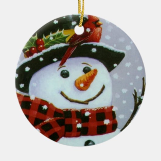 Kerstcirkelversiering/Snowman Keramisch Ornament (Voorkant)