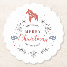 kerstcirkelvormig versiering en -dieren kartonnen onderzetters