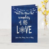 Kerstcitaat blauw met een lichte string kaart (Gele Bloem)