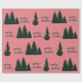 Kerstcitaat boom patroon Elegant Zwart Rood Cadeaupapier (Vlak)