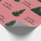 Kerstcitaat boom patroon Elegant Zwart Rood Cadeaupapier (Hoek)