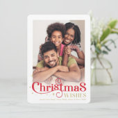 KERSTCITAAT FOTO stijlvolle typografie rood Feestdagenkaart (Staand voorkant)