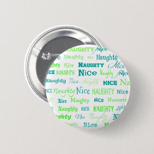 kerstcitaat Fun Naughty of Nice Ronde Button 5,7 Cm (Voorkant /achterkant)