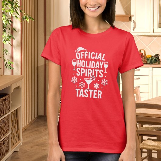 Kerstcitaat Grappige feestgeesten proeven rood T-shirt