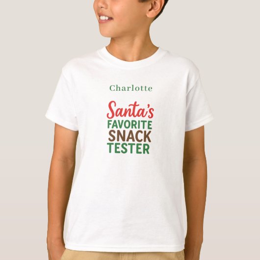 Kerstcitaat grappige snack tester naam t-shirt (Voorkant)