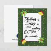 Kerstcitaat groene cartoonstijl feestdagenkaart (Voorkant / Achterkant)