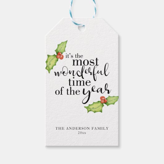 Kerstcitaat het meest wonderbaarlijke tijdkaartje cadeaulabel (Voorkant)