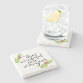 Kerstcitaat het meest wonderbaarlijke tijdkaartje stenen onderzetter (Zijkant)