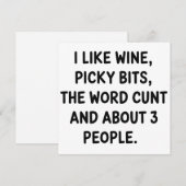 Kerstcitaat Ik Hou Van Wijn Ruw Festelijk Sarcasti Feestdagenkaart (Voorkant / Achterkant)