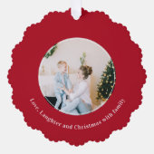 Kerstcitaat Liefde Lachen Ornament Kaart (Voorkant)