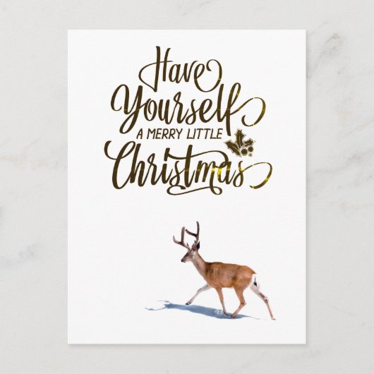 Kerstcitaat met rendier retro ontwerp briefkaart (Voorkant)