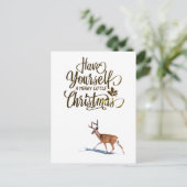 Kerstcitaat met rendierretro-ontwerp briefkaart (Staand voorkant)