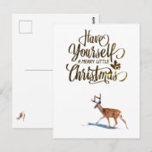Kerstcitaat met rendierretro-ontwerp briefkaart (Voorkant / Achterkant)