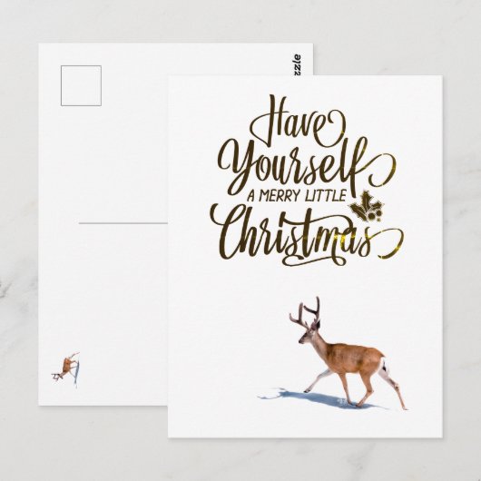Kerstcitaat met rendierretro-ontwerp briefkaart (Voorkant / Achterkant)