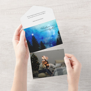 Kerstcitaat met Sterrennacht Sky & Bossen All In One Uitnodiging