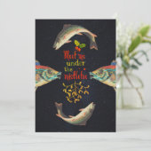 Kerstcitaat met vis in de ruimte feestdagenkaart (Staand voorkant)