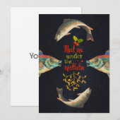 Kerstcitaat met vis in de ruimte feestdagenkaart (Voorkant / Achterkant)