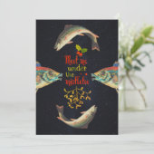 Kerstcitaat met vis in de ruimte feestdagenkaart (Staand voorkant)