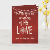 Kerstcitaat op rood met een lichte string kaart (Gele Bloem)