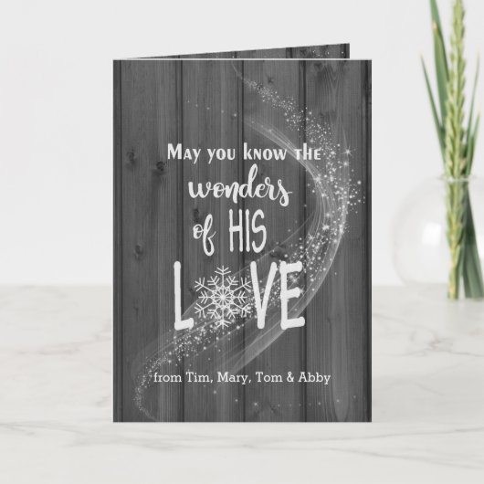 Kerstcitaat op zwart hout met licht kaart (Voorkant)