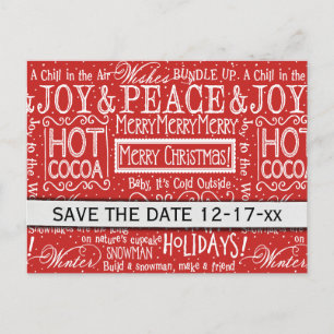 Kerstcitaat Rood Wit Typografie Save the Date Aankondigingskaart