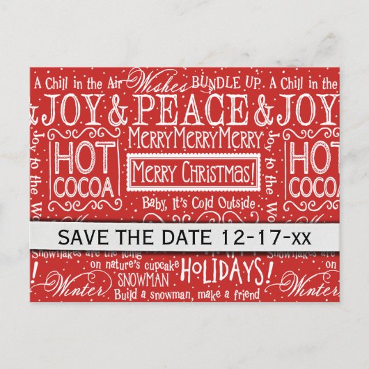 Kerstcitaat Rood Wit Typografie Save the Date Aankondigingskaart (Voorkant)